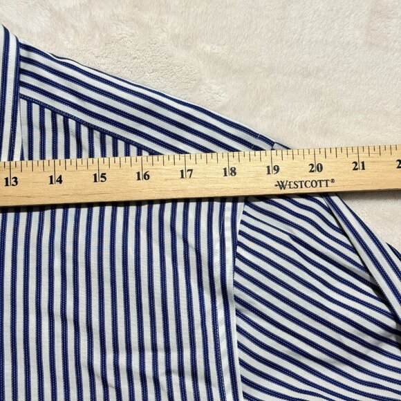 Hudson Room Slim Fitted 80's Two Ply Dress Shirt Striped Blue Mens 15.5 / 35 - Picture 9 of 13